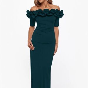 Elegant Green Ruffle Dress